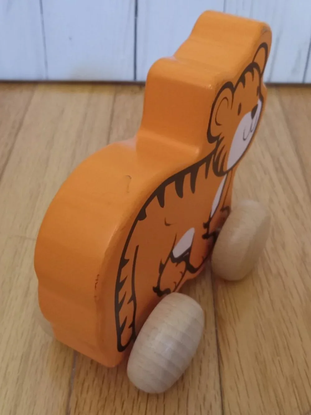 Wooden Tiger Toy Push-Along Animal